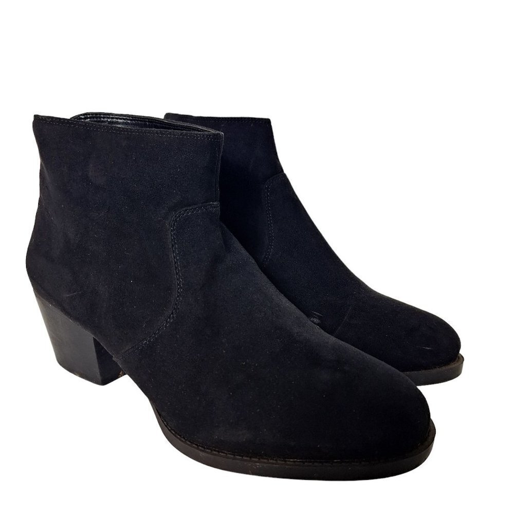 Nine West Womens Bolt Black Suede Leather Side Zip Ankle Boots Shoes Size 8 M